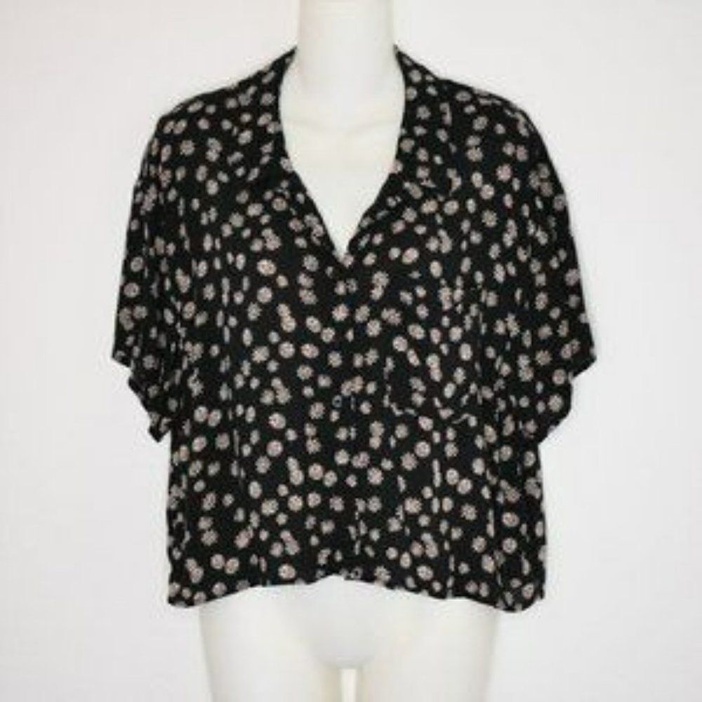 American Eagle Daisy Shirt Black/White Women's Sz Medium